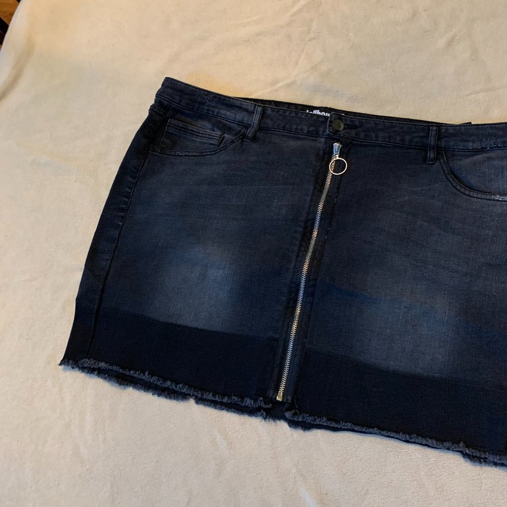 Black, denim skirt